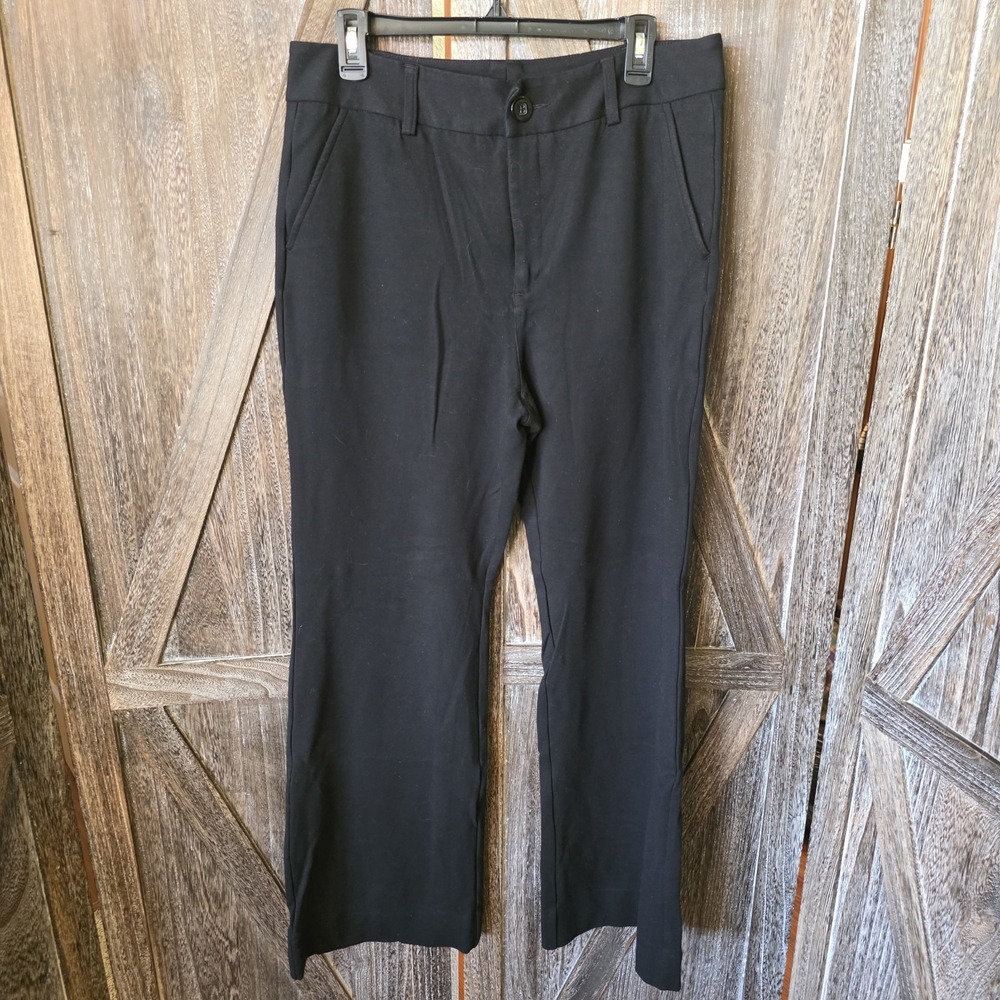 Cabi Pants Women's Size 12 Black Dress Stretch Flare Leg Knit Thick Casual